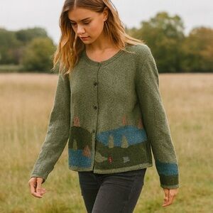 Christopher & Banks Hand Embroidered Cardigan Fall Size Large